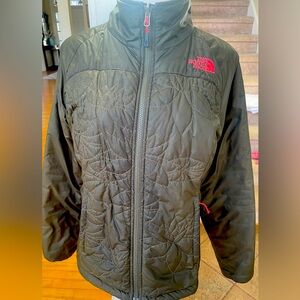 The North Face olive embroidered puffer jacket- Size medium